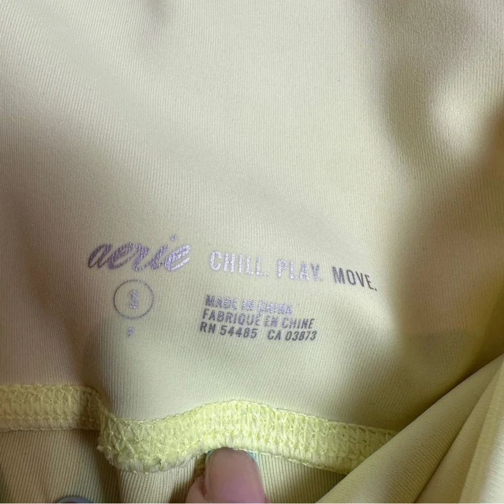 Aerie Neon Yellow Green High Rise Raw Hem Full Length Leggings Womens Size Small - Picture 12 of 16